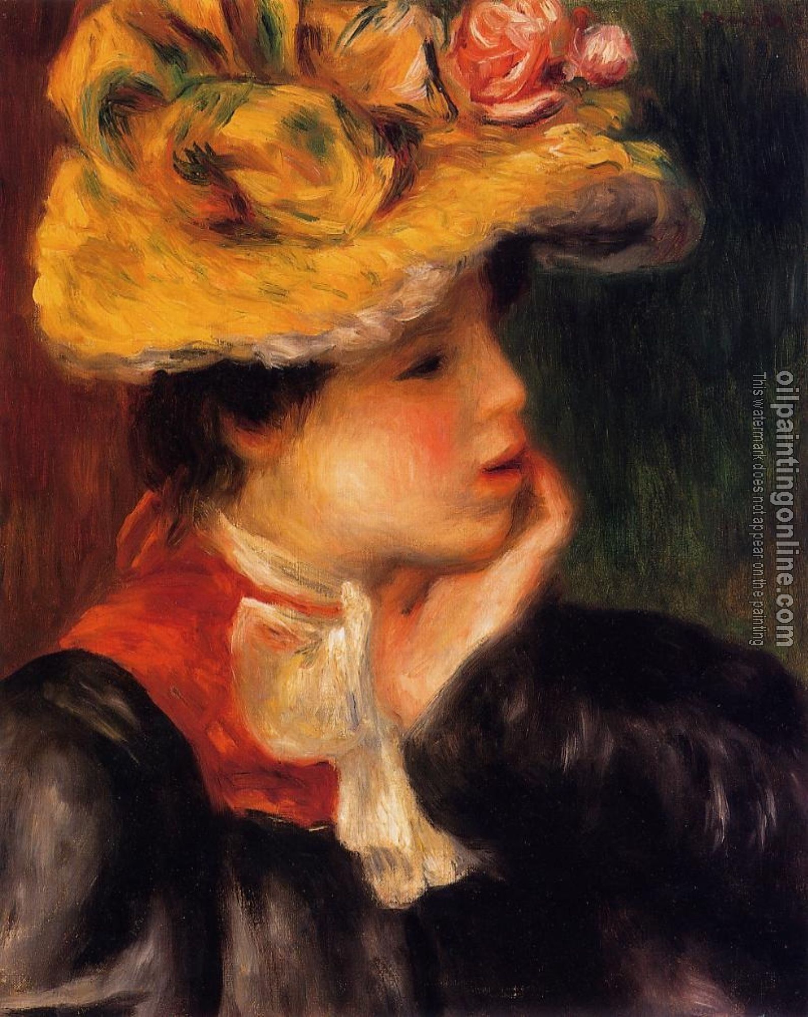 Renoir, Pierre Auguste - Head of a Young Woman, Yellow Hat